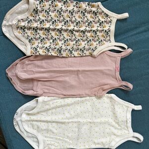 Petit Bateau Floral and Pink Bodysuit Set